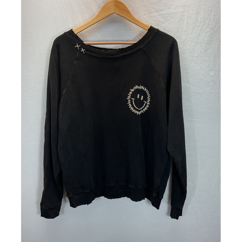 ISMBS I stole my boyfriend Cotton Crew Neck Sweatshirt Smiley face MD black